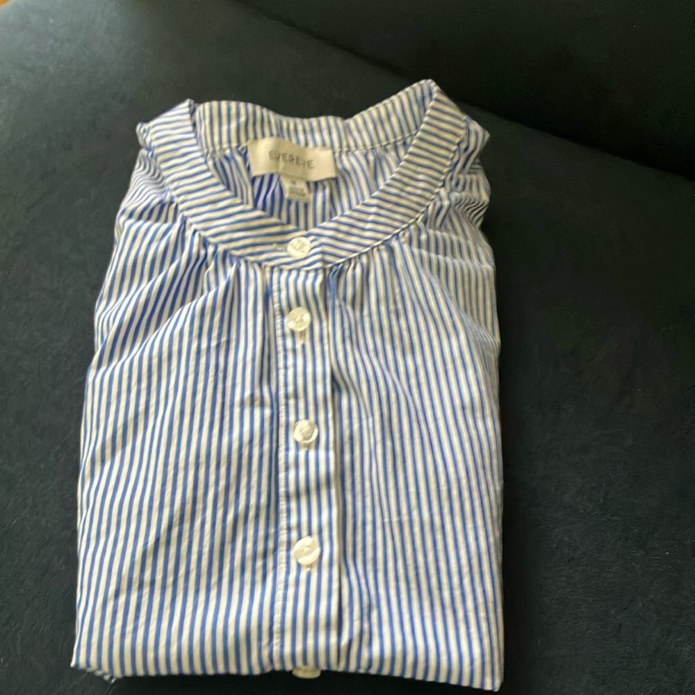 Evereve Blue and White Striped Blouse